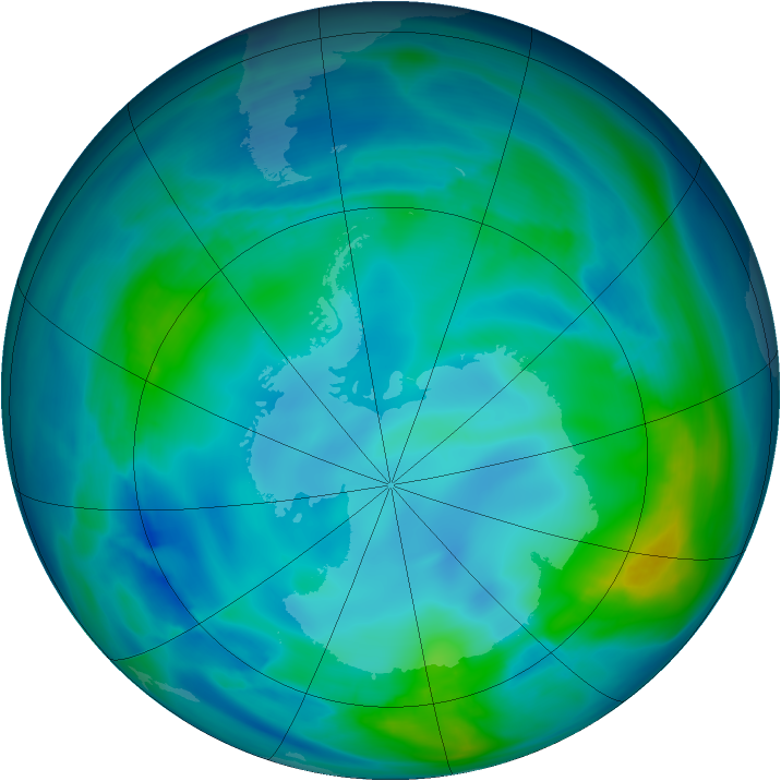 Antarctic ozone map for 12 May 2007